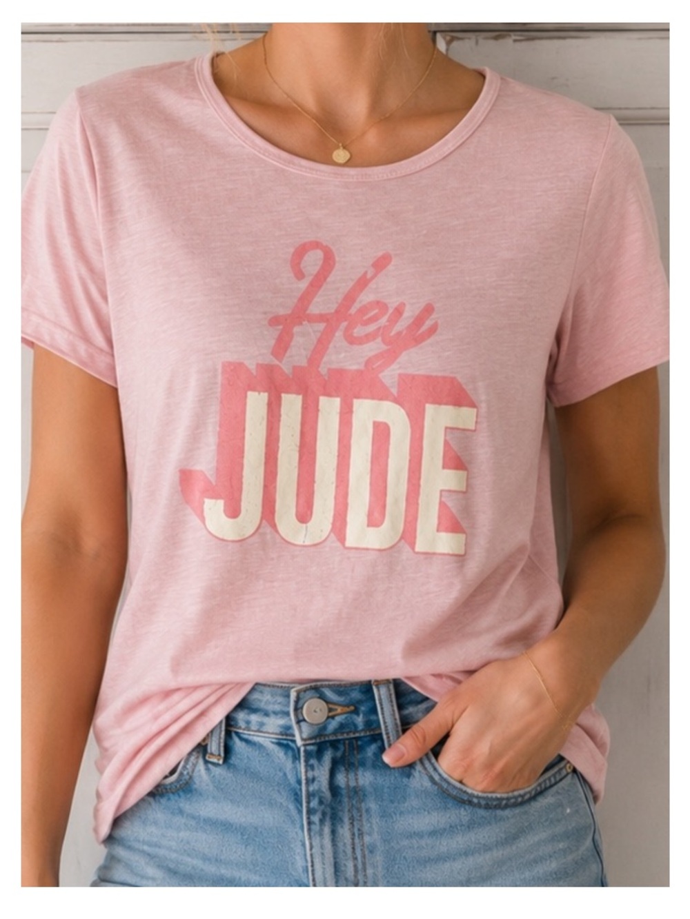 🟠NWT PROMESA “Hey Jude” Tee in Pale Pink